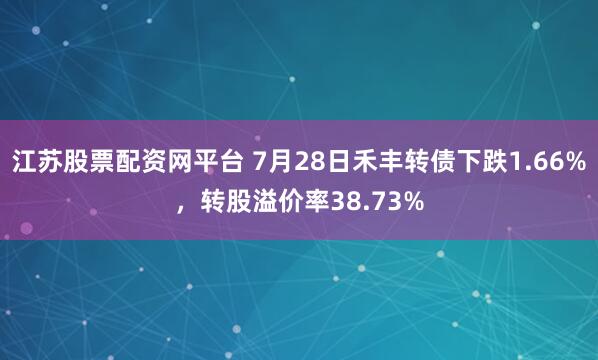 江苏股票配资网平台 7月28日禾丰转债下跌1.66%，转股溢价率38.73%