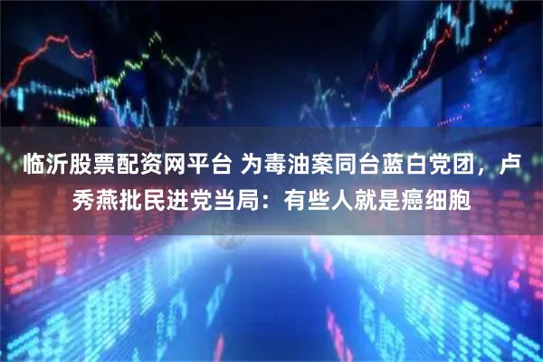 临沂股票配资网平台 为毒油案同台蓝白党团，卢秀燕批民进党当局：有些人就是癌细胞